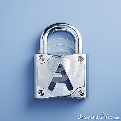 padlock with an A-letter-shaped bolt, AI generated Stock Photo
