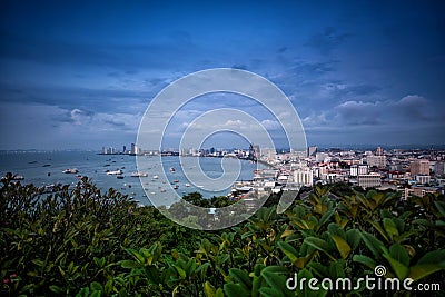 High angle view, Pattaya city atmosphere, Thailand Editorial Stock Photo