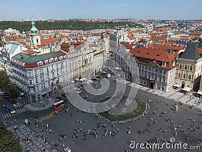 High angle view of Prague main square, Czech republic Editorial Stock Photo