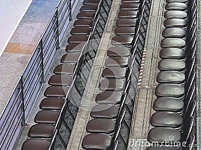 High Angle View of Rows of Chairs Stock Photo