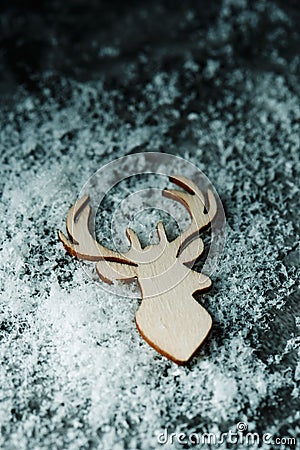 Silhouette of a reindeer head on the snow Stock Photo