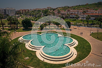 high angle view of surroundings of football stadium in Estepona Editorial Stock Photo