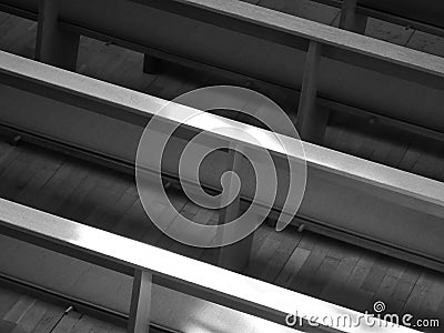 High angle view to church benches Stock Photo