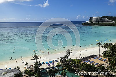 High angle view of tum on bay beach, Guam Stock Photo