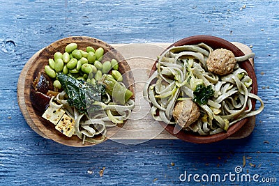 High angle view of two vegan dishes on a table Stock Photo