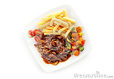 High angle view of veal in gravy ragout Stock Photo