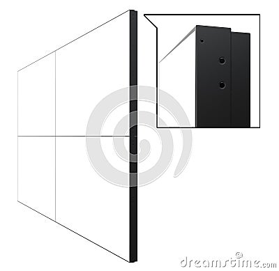 High Angle View of 2x2 Video Wall 4 screens Template Isolated on White Background. Stock Photo