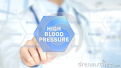 High Blood Pressure, Doctor working on holographic interface, Motion Graphics Stock Photo