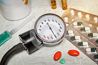 High blood pressure - hypertensive crisis and medications to treat. Stock Photo