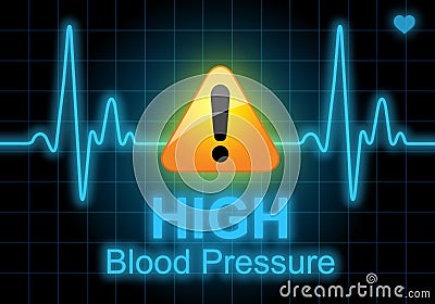 HIGH BLOOD PRESSURE written on heart rate monitor Stock Photo
