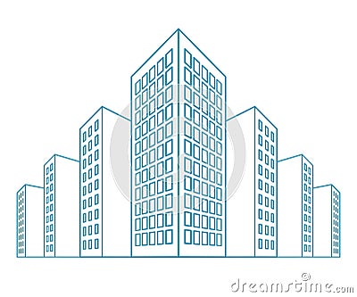 High buildings, residential house, tenement houses, apartment blocks, condominiums, city view in outline style. vector Vector Illustration