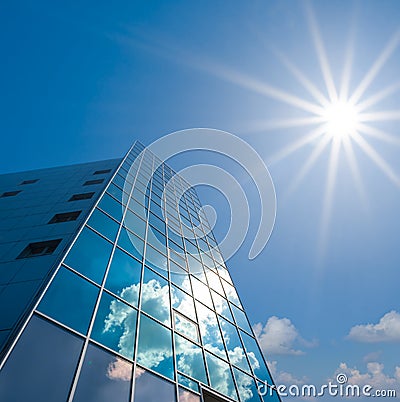 Business centre building in light of sparkle sun Stock Photo