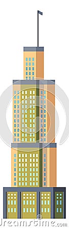 High city building. Busines office center. Residential house in downtown Vector Illustration