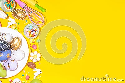 High-colored Easter baking background Stock Photo
