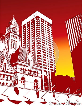 High Contrast City Background Vector Illustration