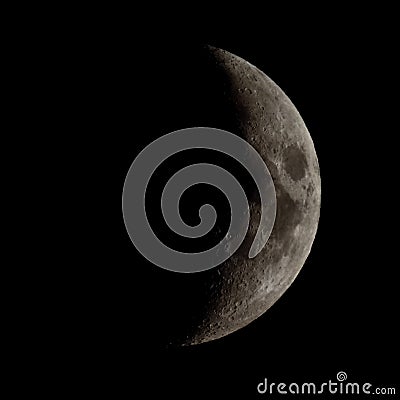 High contrast First quarter moon Stock Photo