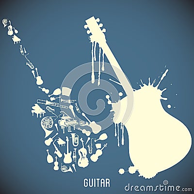 High contrast music instruments Vector Illustration