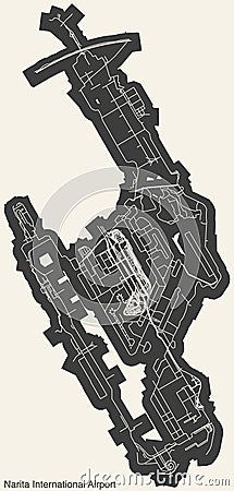 Terminals layout plan of the NARITA INTERNATIONAL AIRPORT (NRT, RJAA), NARITA Vector Illustration