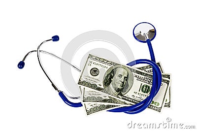 High Cost Of Health Care With Stethoscope Stock Photo