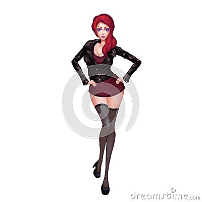 High Definition Illustration: Seductive Woman with Fewer and Fewer Clothes Series 2. Stock Photo