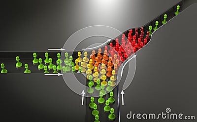 High density crowd flow management. Problem of congestion Stock Photo