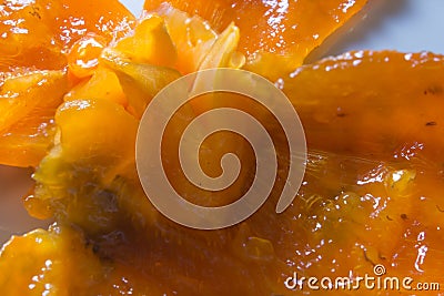 High detail of a persimmon peel Stock Photo
