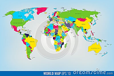 High Detail World Map. Vector Vector Illustration