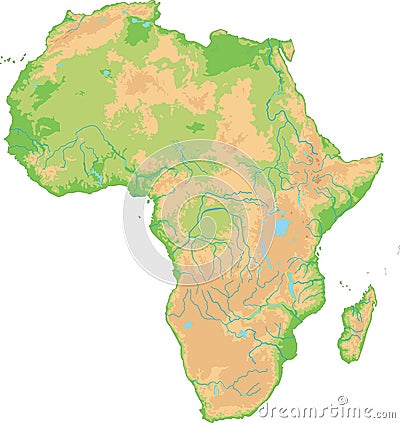 High detailed Africa physical map. Vector Illustration