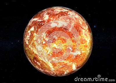 Fiction red surface planet in dark outer space Stock Photo