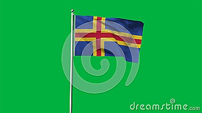 High detailed flag of Aland. National Aland flag. 3D illustration Cartoon Illustration