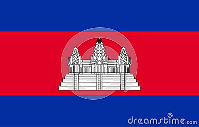 High detailed flag of Cambodia. National Cambodia flag. Asia. 3D illustration Vector Illustration