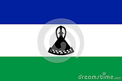 High detailed flag of Lesotho. National Lesotho flag. Africa. 3D illustration Vector Illustration