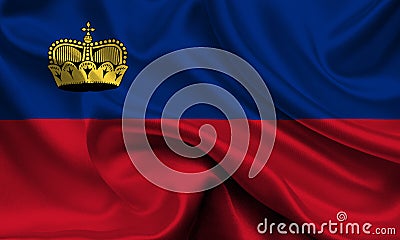 High detailed flag of Liechtenstein. National Liechtenstein flag. Europe. 3D illustration Cartoon Illustration