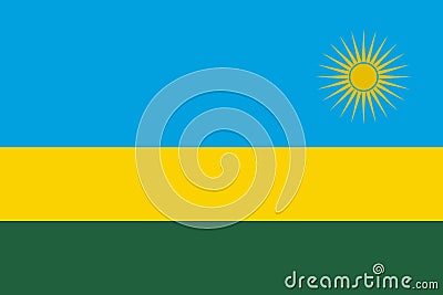 High detailed flag of Rwanda. National Rwanda flag. Africa. 3D illustration Vector Illustration