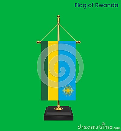 High detailed flag of Rwanda. National Rwanda flag. Africa. 3D illustration Cartoon Illustration