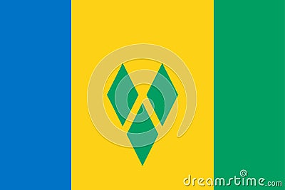 High detailed flag of Saint Vincent and the Grenadines. National Saint Vincent and the Grenadines flag. North America. 3D Vector Illustration