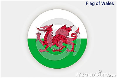 High detailed flag of Wales. National Wales flag. Europe. 3D illustration Vector Illustration