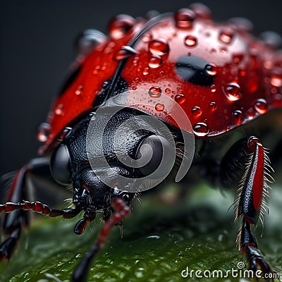 High Detailed Ladybug Macro Photography Stock Photo