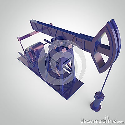High detailed metallic pump-jack, oil rig. isolated rendering. fuel industry, economy crisis illustration. Cartoon Illustration
