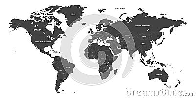 High Detailed Political countries World Map. Vector illustration Cartoon Illustration