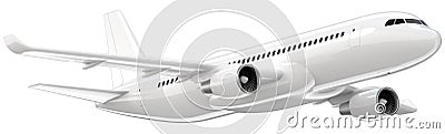 High detailed white airliner, 3d render on a white background. Airplane Take Off, isolated 3d illustration. Airline Cartoon Illustration