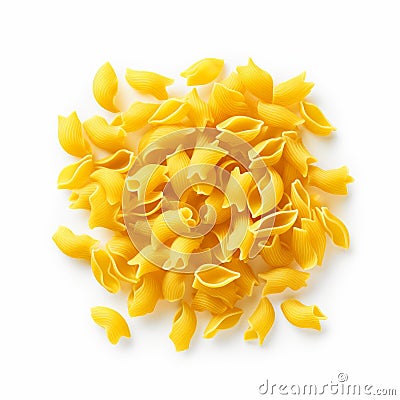 High-detailed Yellow Pasta On White Surface Background Cartoon Illustration