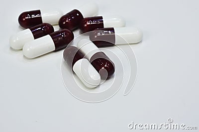 High doses of medicine for treatment. pain medication tablets. Assorted pharmaceutical medicine pills Stock Photo