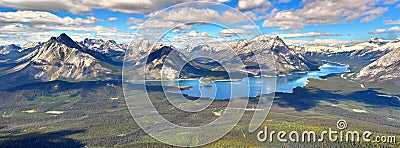 High Dynamic Range mountain scene of kananaskis lake Stock Photo