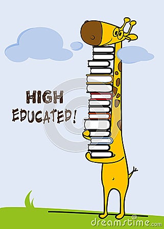 High educated giraffe student / Master student greeting card/ Congratulation on graduation Vector Illustration