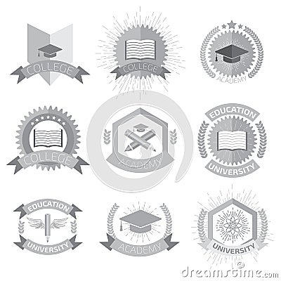 High education logos set. Vector ilustration Vector Illustration