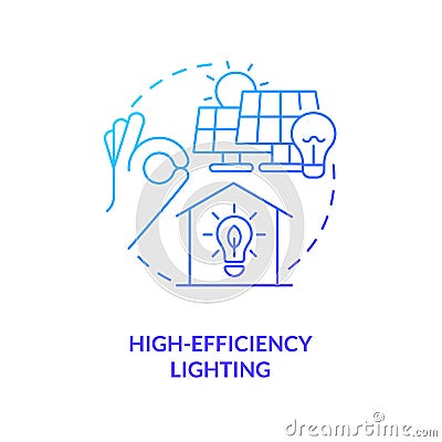 High efficiency lighting blue gradient concept icon Cartoon Illustration