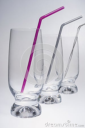 High-empty glasses for cocktails Stock Photo