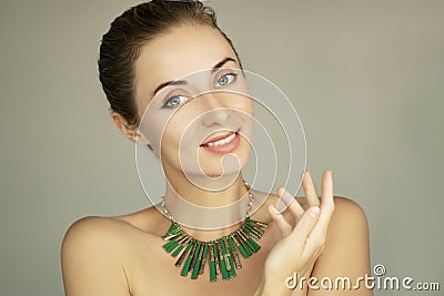 High-end rotuch portrait of 30 years old blond woman with perfect skin Stock Photo