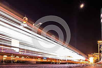 High energy electric long exposure of las vegas city streets at night Editorial Stock Photo